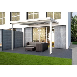 Terrassenüberdachung Premium weiß 3 x 3 m Polycarbonat Stegplatten klar